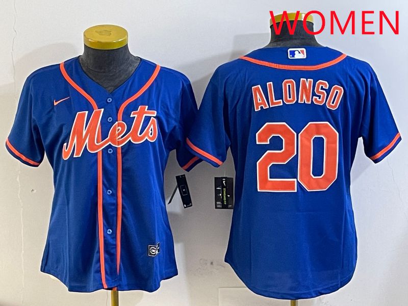 Women New York Mets #20 Alonso Blue Game Nike 2025 MLB Jersey style 2->women mlb jersey->Women Jersey
